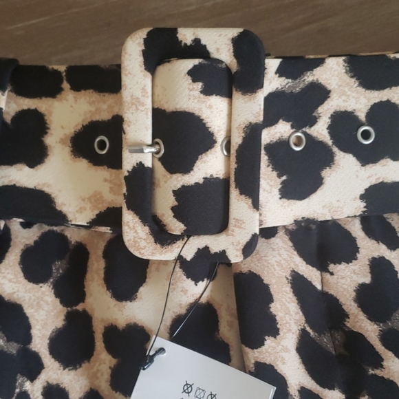 Zara Basic Leopard Belted Paperbag Shorts Med - Picture 2 of 6